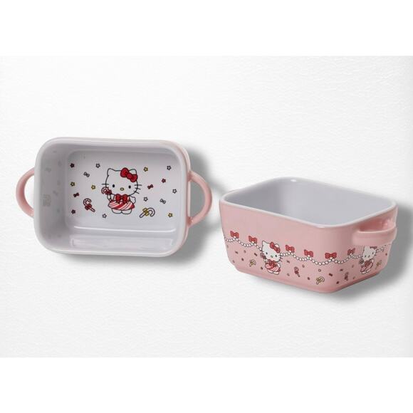 NEW Hello Kitty Ceramic Mini Loaf Pans- 2 Pack - Picture 1 of 6